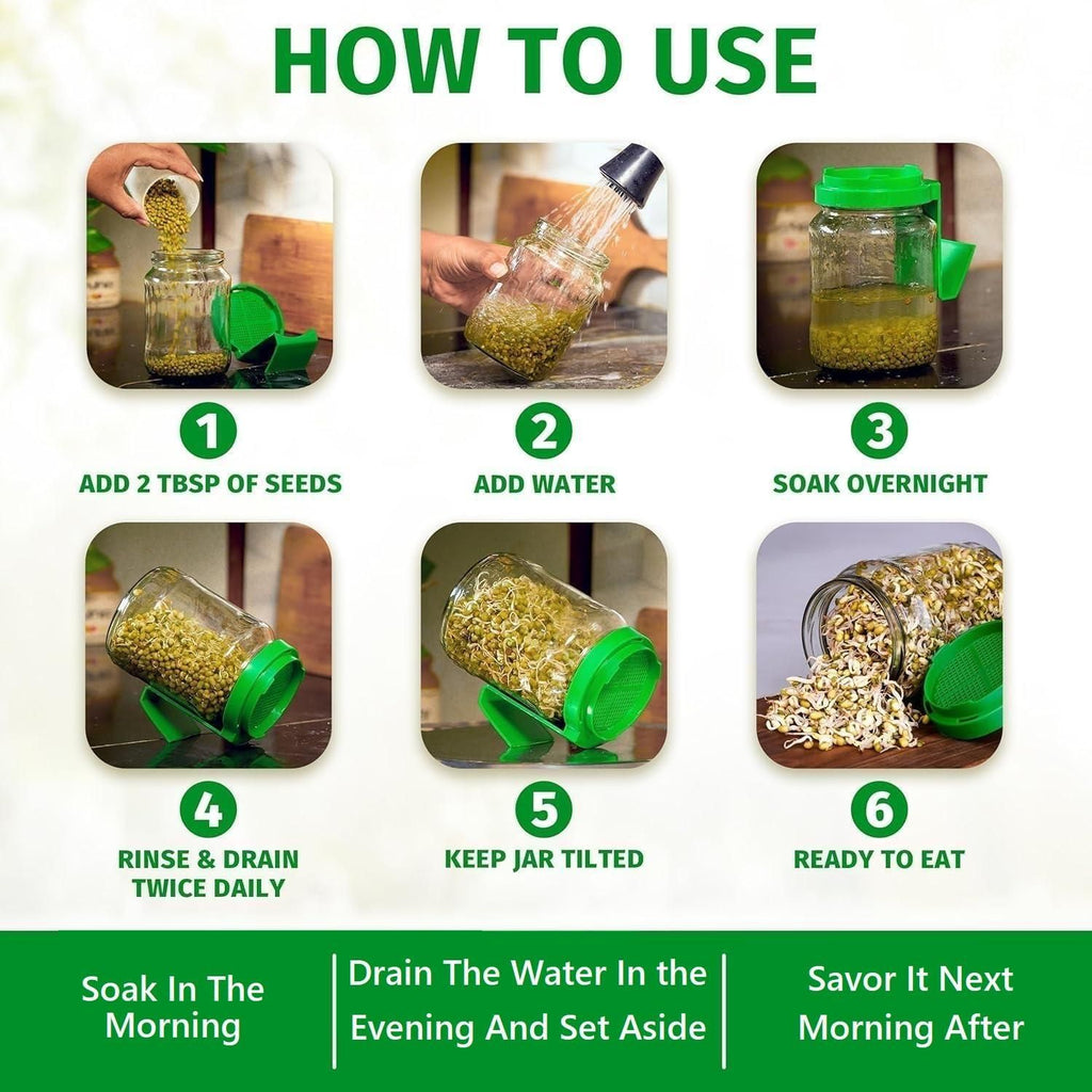 Sprouting All Seeds & Beans Airflow Mesh Lid, Easy Drainage Odor Resistant & Durable Green